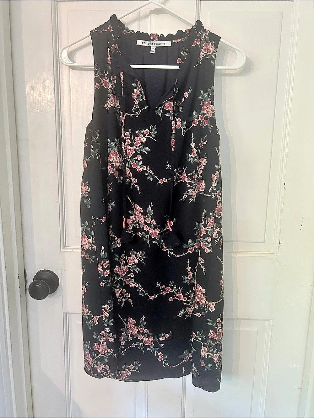 Collective Concepts Floral Midi Dress in Navy & Pink